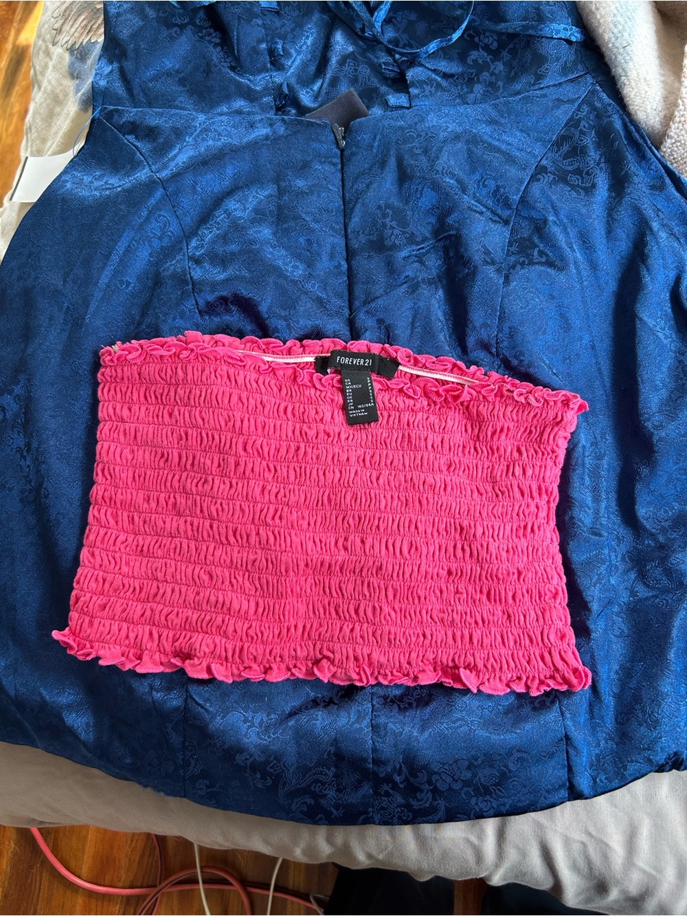 Forever 21 Hot Pink Smocked Tube Mini Skirt